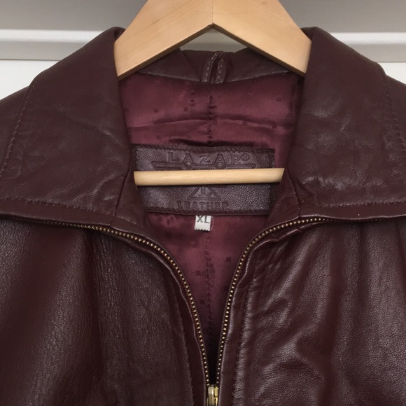 Real Leather Jacket - dark maroon - Picture 2 of 4